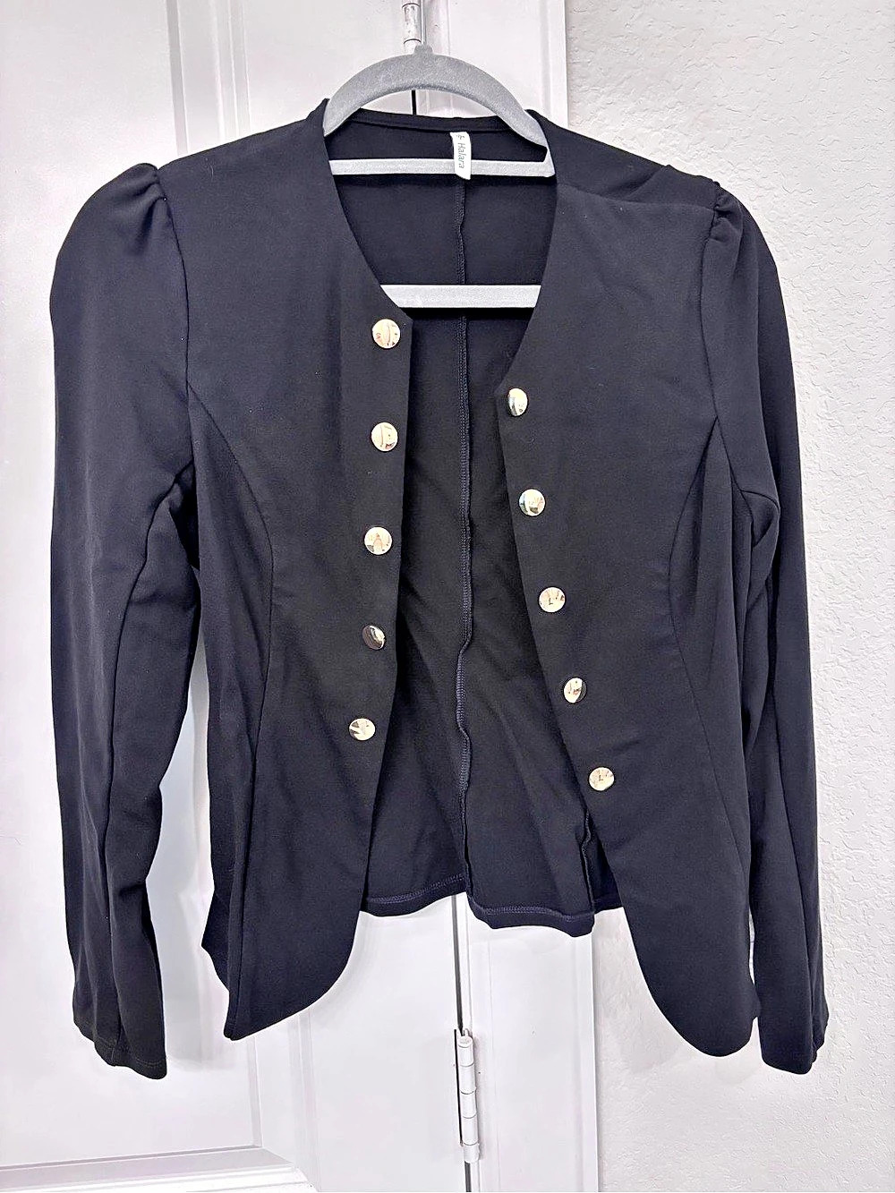 Halara Round Neck Long Sleeve Decorative Button Slim Work Blazer Decorative